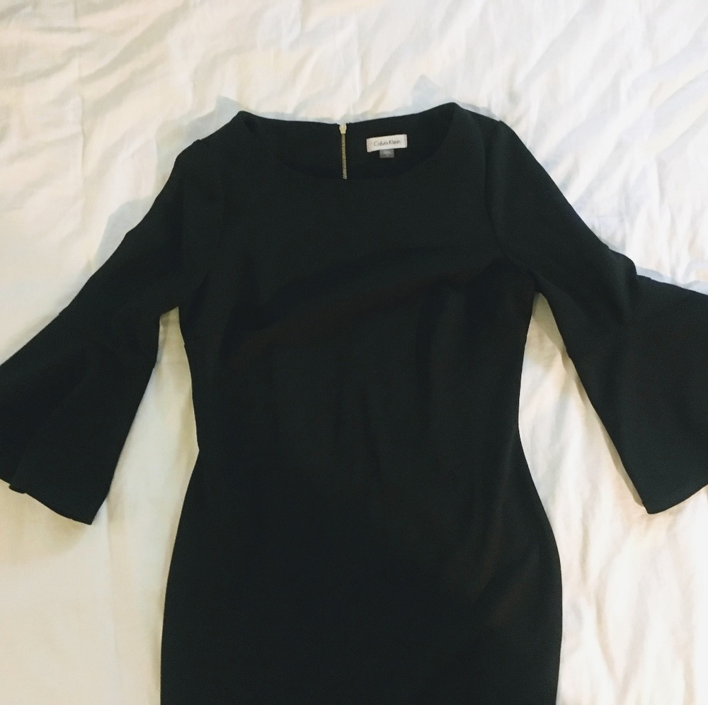 Calvin Klein black bell sleeve dress